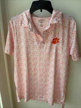 Kids White Polo with Orange Paw Print